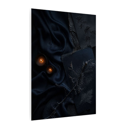 Candlelight Silk Drape Canvas Art - Dark Japandi Kanso