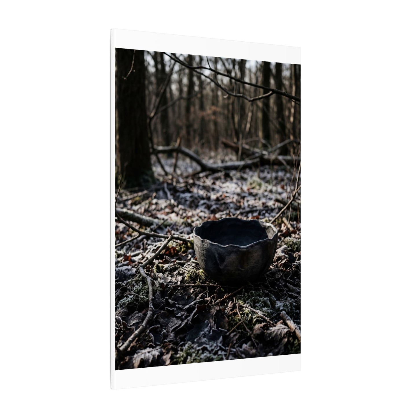 Dappled Ceramic Bowl Canvas Art - Dark Japandi Kanso