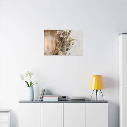 Dried Flowers Japanese Pattern Canvas Art | Neutral Japandi Art
