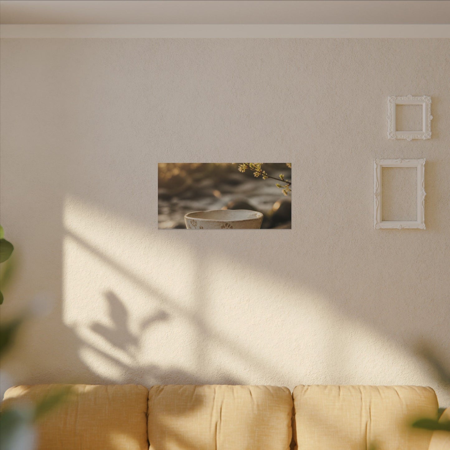 Neutral Ceramic Bowl Canvas Art - Japanese Pattern Japandi