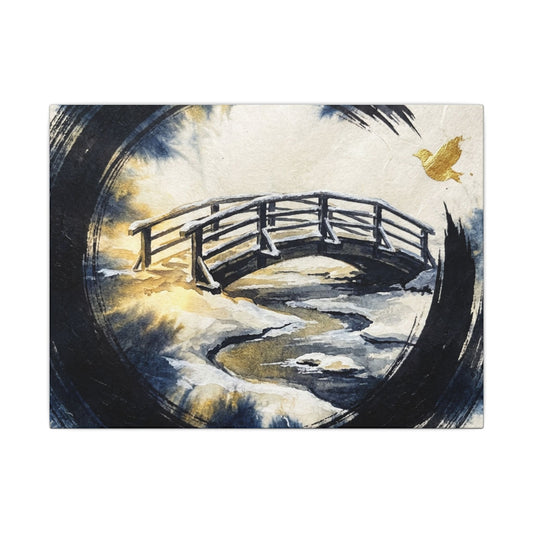 Autumn Ink Brushstroke Karesansui Canvas Art | Peaceful Decor