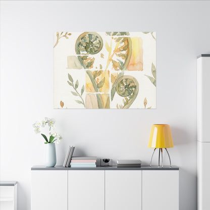 Earthy Fern Unfurling Canvas Art - Watercolor Japandi