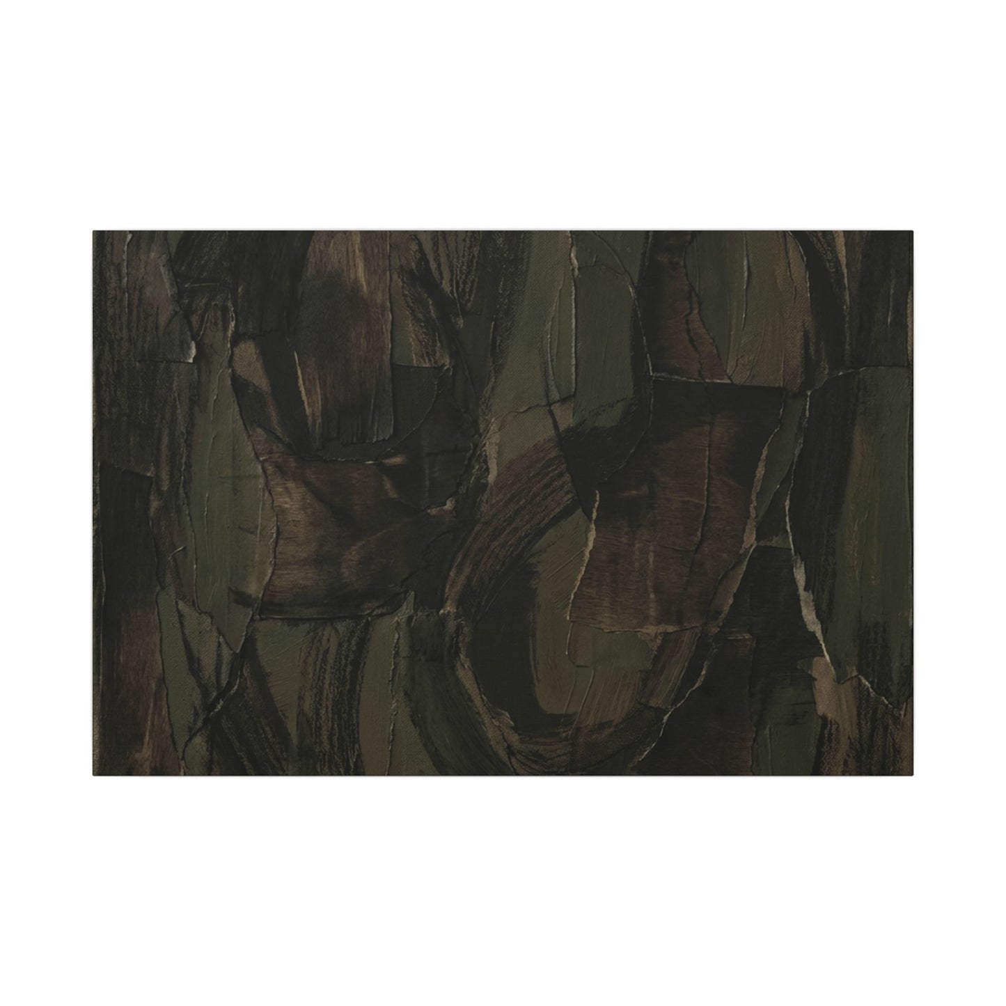 Mixed Media Dark Japandi Textured Canvas Art | Mixed Media Dark Texture Art Print