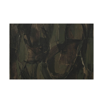 Mixed Media Dark Japandi Textured Canvas Art | Mixed Media Dark Texture Art Print
