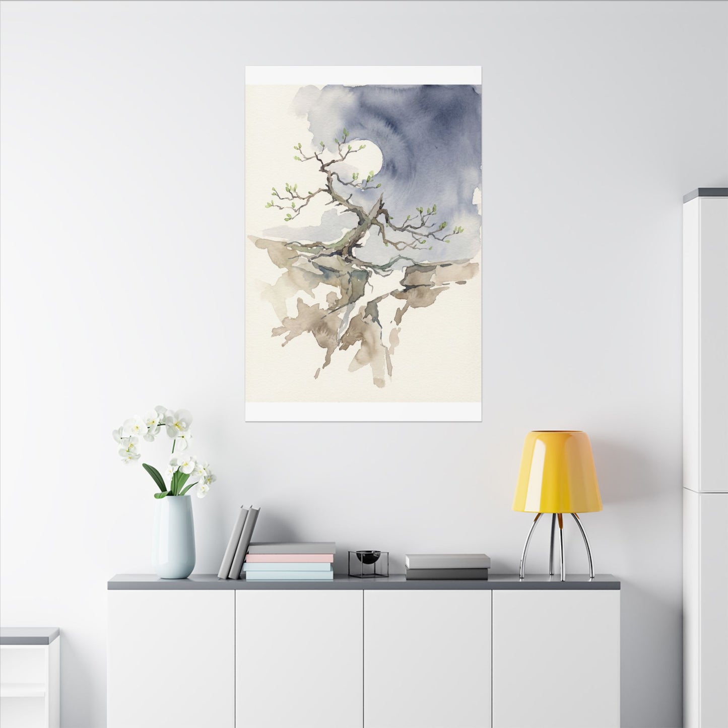Moonlight Pine Tree Canvas Art - Japandi Ma