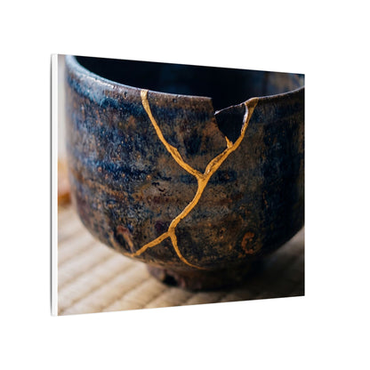Tea Ceremony Autumn Canvas Art | Kintsugi Healing Design