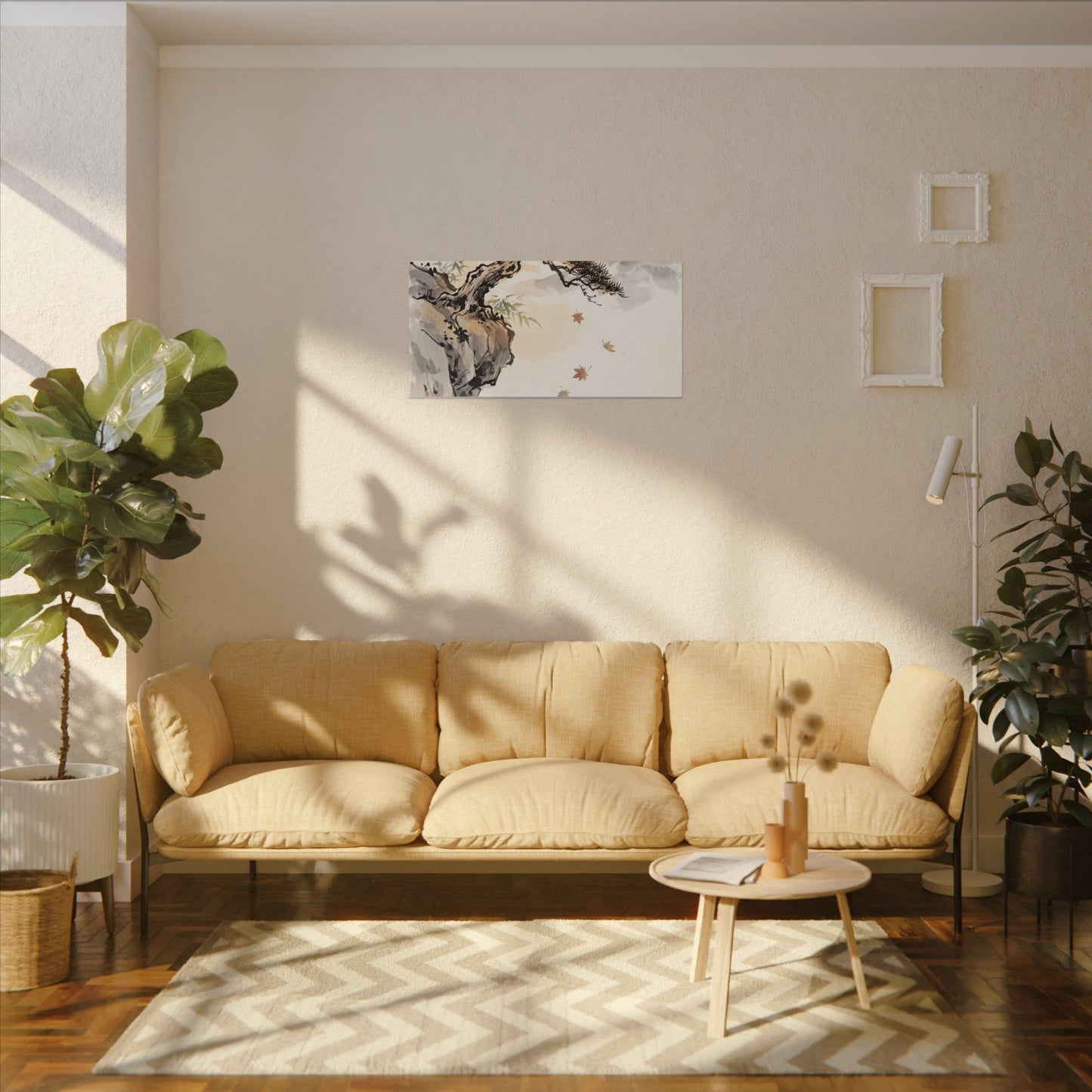 Peaceful Pine Tree Canvas Art - Sumi E Zen