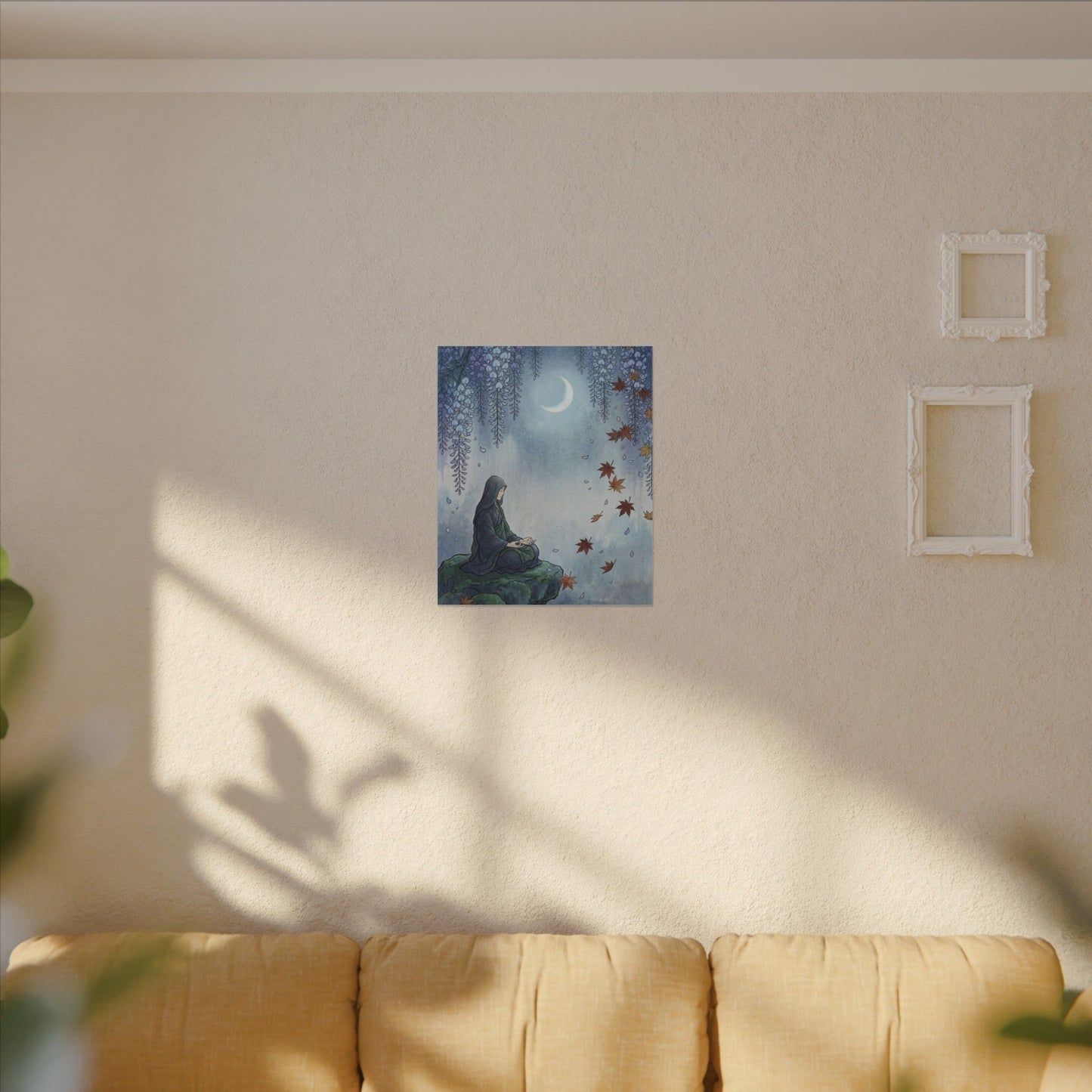 Zen Wisteria in Moonlight | Ukiyo E Inspired Canvas Art