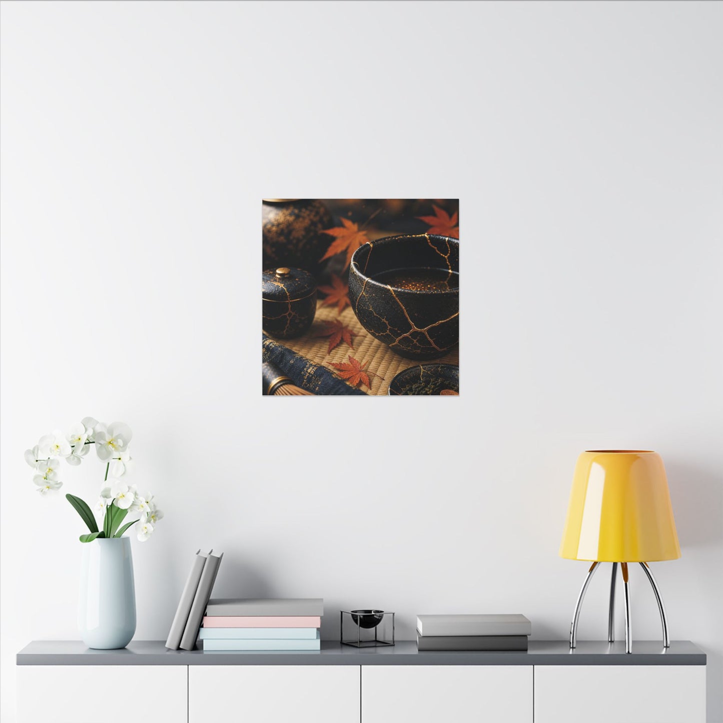 Seijaku Tea Ceremony Canvas Art - Kintsugi Gold Repair