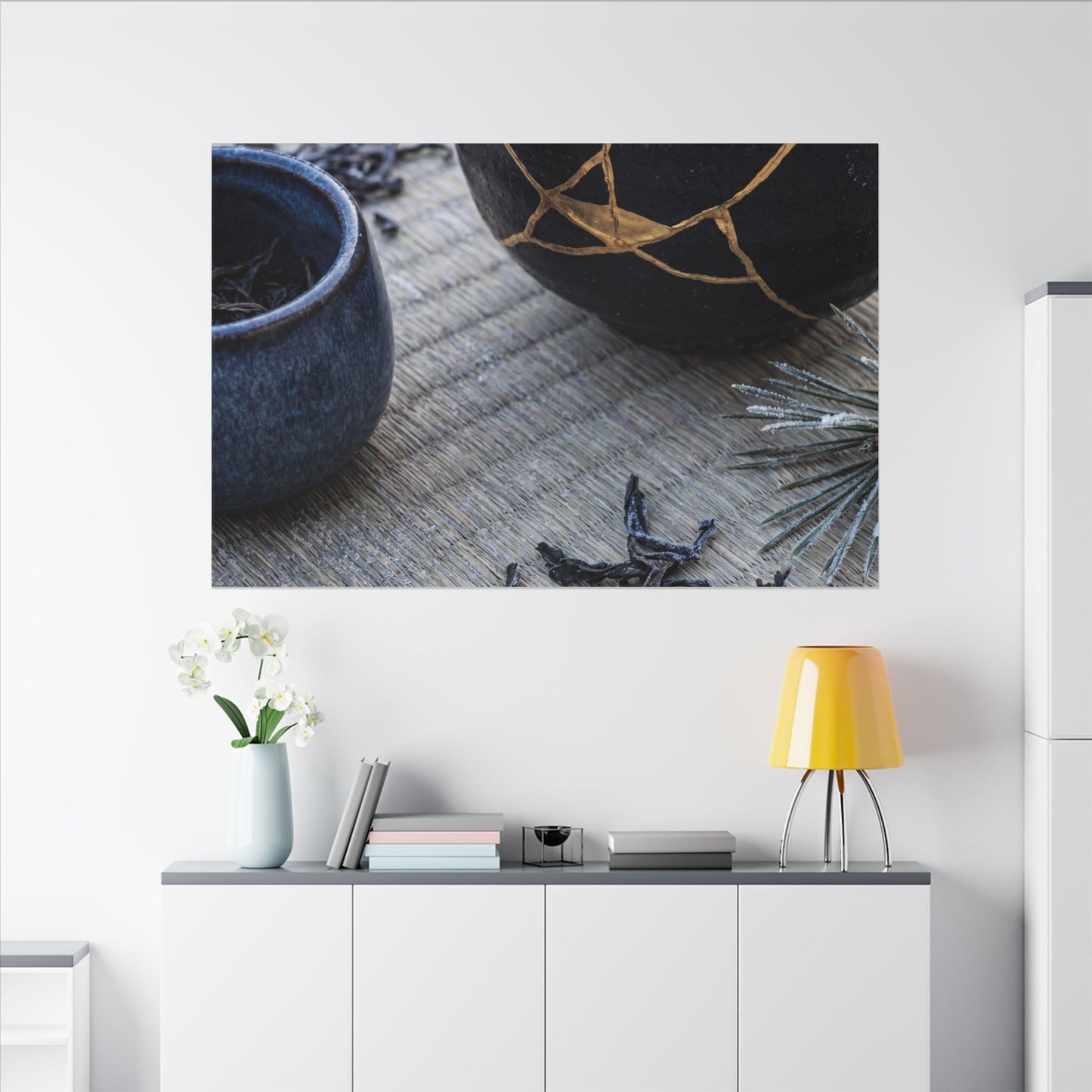 Kintsugi Tea Ceremony in Overcast | Gold Vein Canvas Art