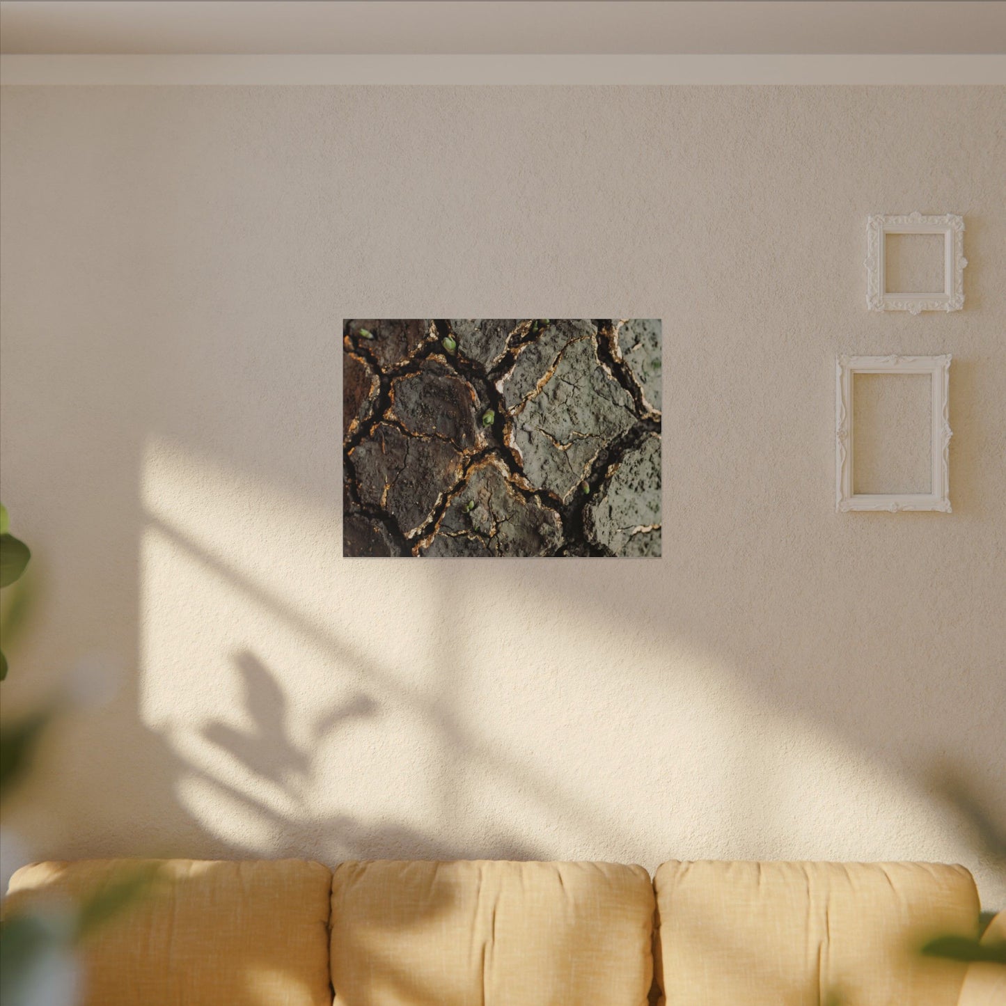 Earthy Cracked Earth Canvas Art - Japanese Pattern Japandi