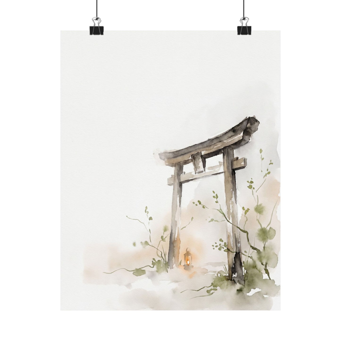 Torii Gate Spring Wall Art Print | Japandi Elegant Design