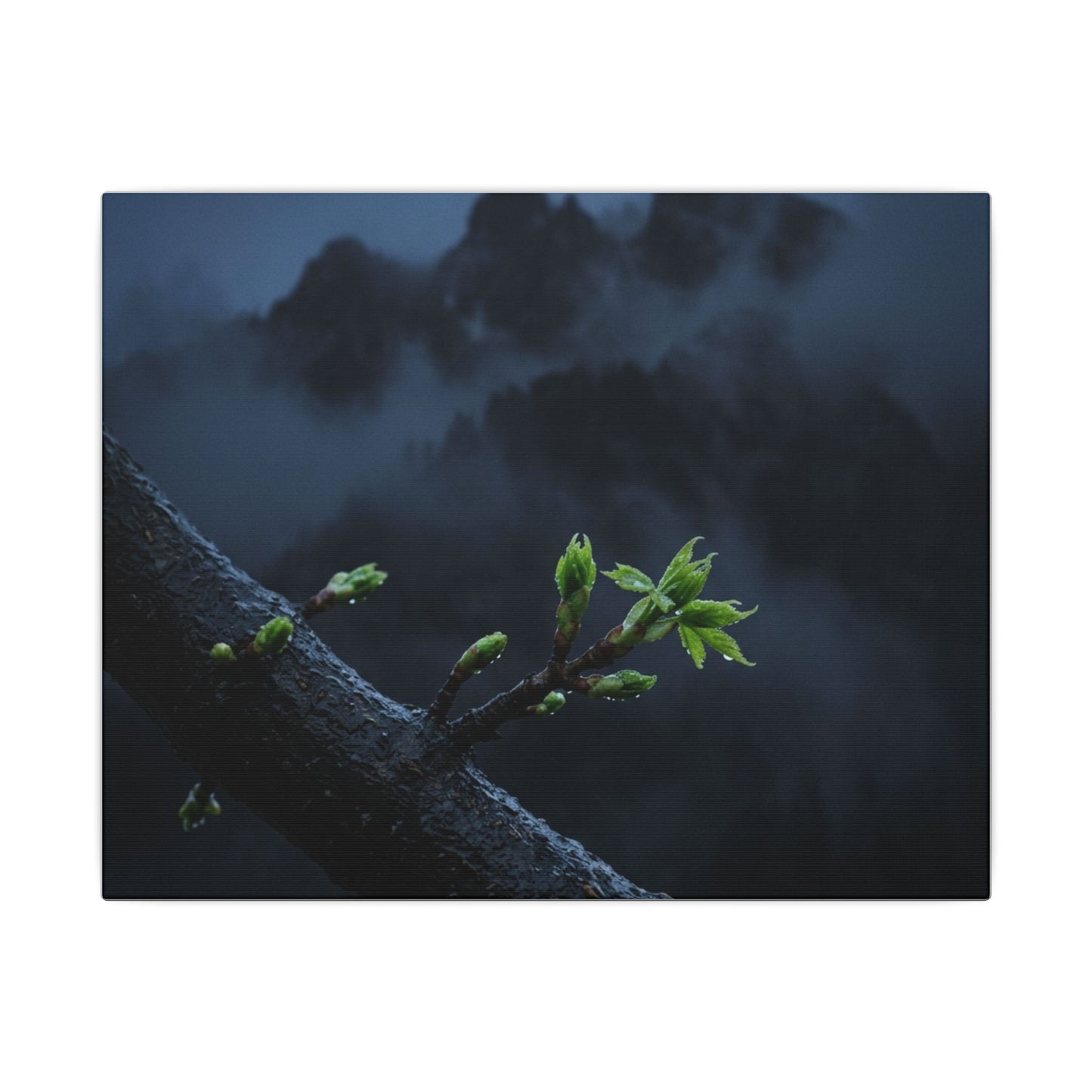 Moonlight Mountain Mist Canvas Art - Dark Japandi Kanso