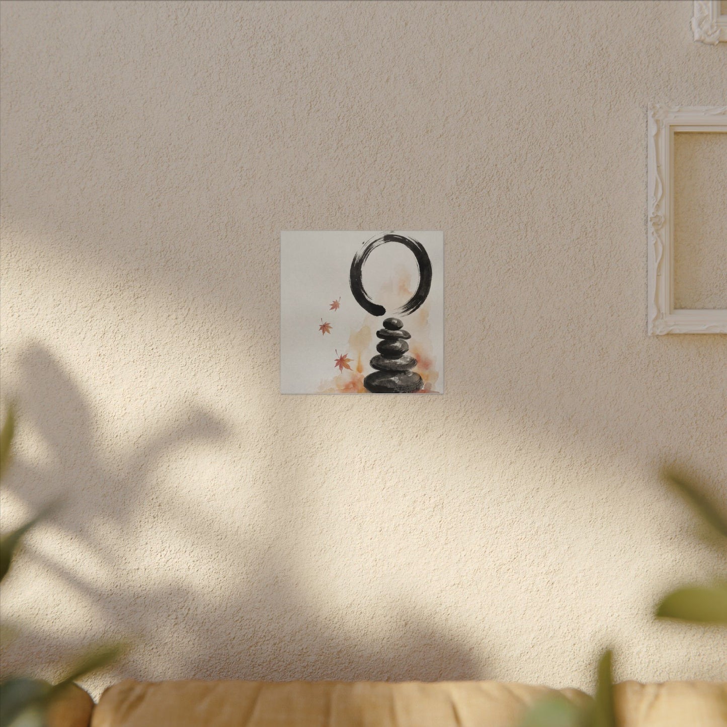 River Stones Canvas Art | Autumn Zen Enso Art