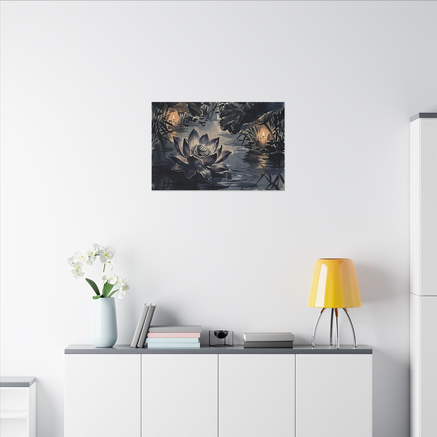Fukinsei Lotus Flower Canvas Art - Zen Sumi E