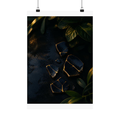 Broken Pottery Wall Art Print | Summer Dark Japandi Moody Minimal Art