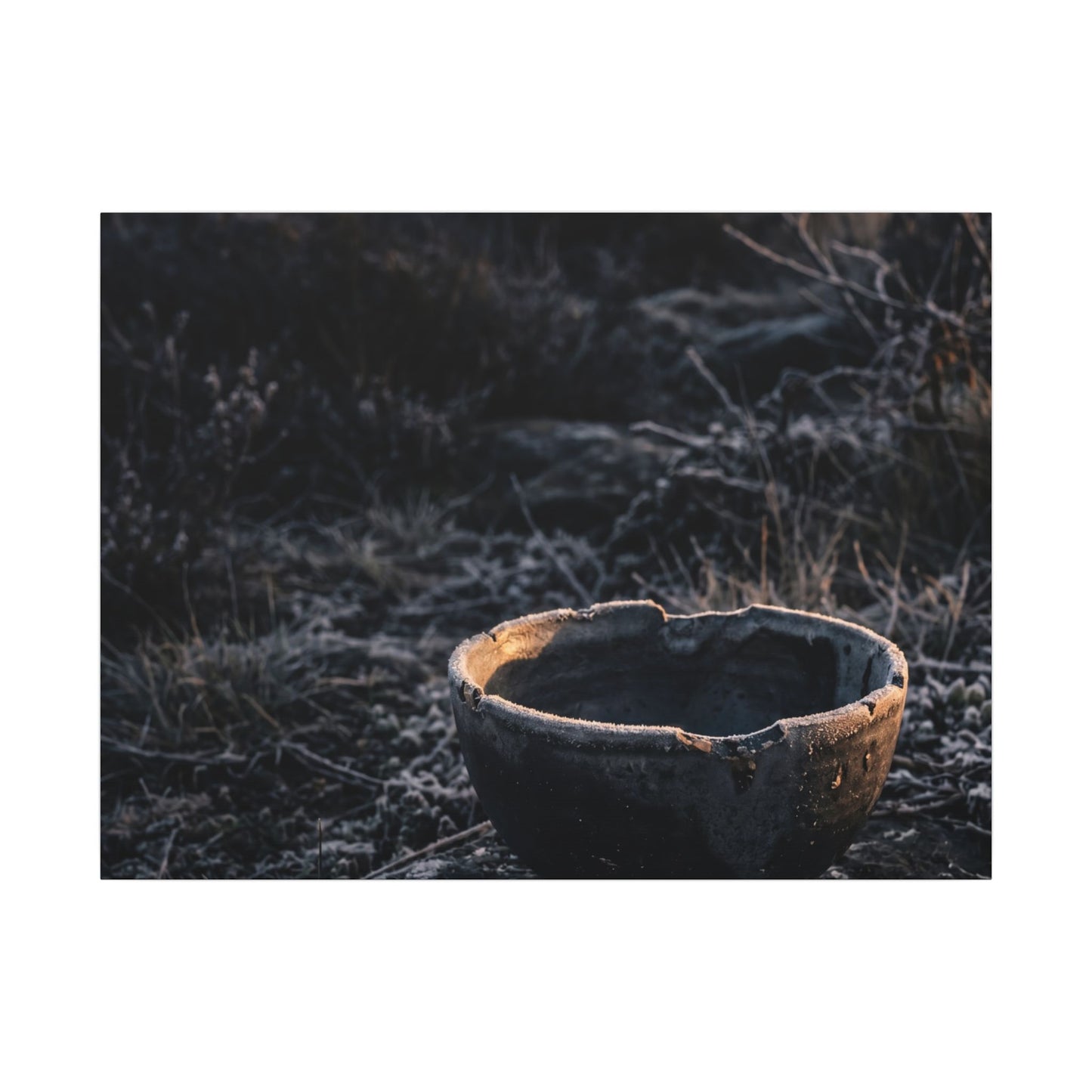 Kanso Ceramic Bowl Canvas Art - Dark Japandi Dark Texture