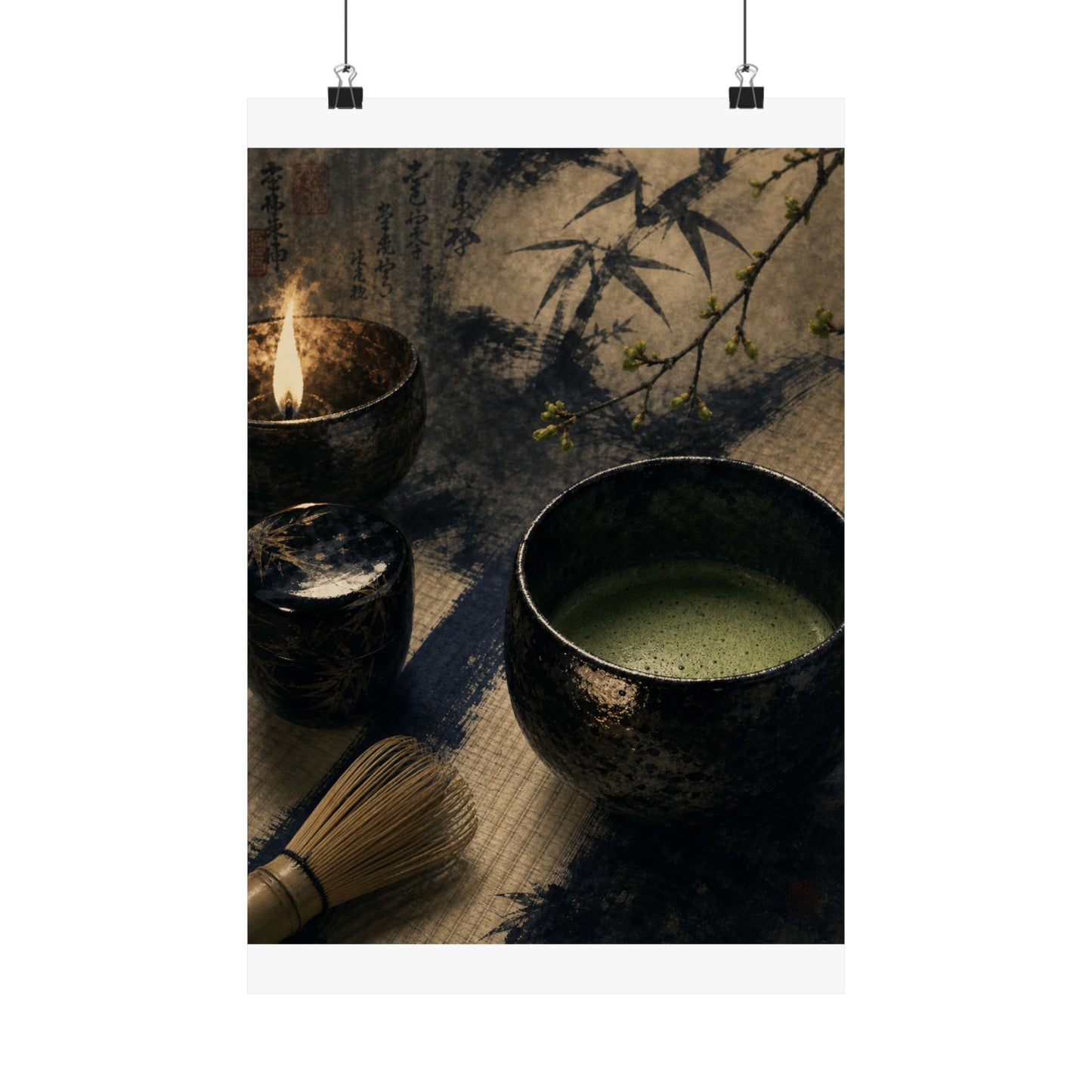 Tea Ceremony Sumi E Wall Art Print | Contemplative Zen Art