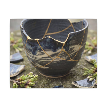 Datsuzoku Ceramic Bowl Canvas Art - Kintsugi Gold Repair