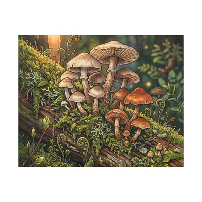 Spring Wild Mushrooms Herbarium Canvas Art | Rustic Decor