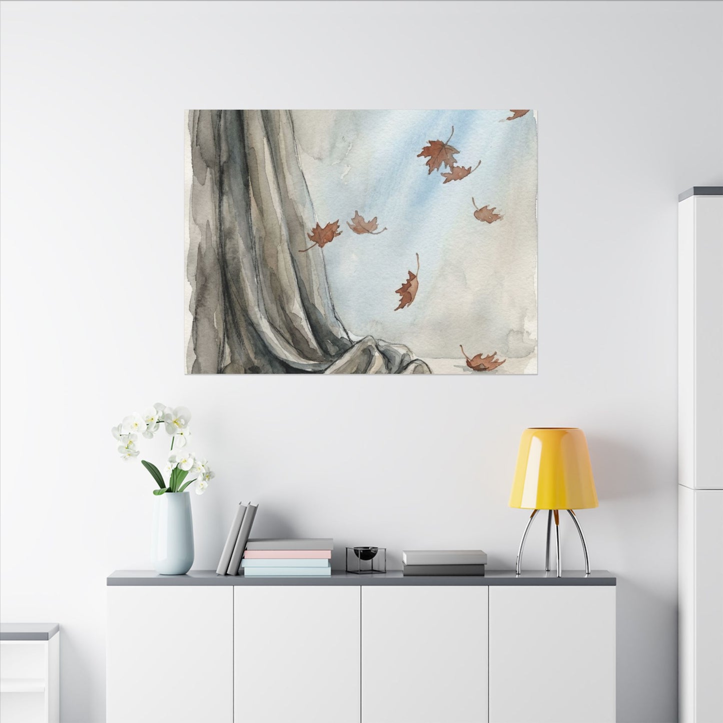 Ma Silk Drape Canvas Art - Japandi Watercolor