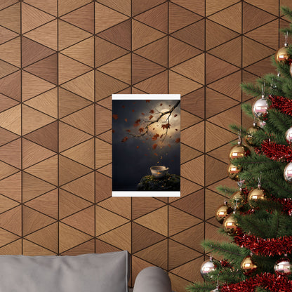 Kintsugi Moonlit Garden in Golden Hour | Gold Repair Wall Art Print