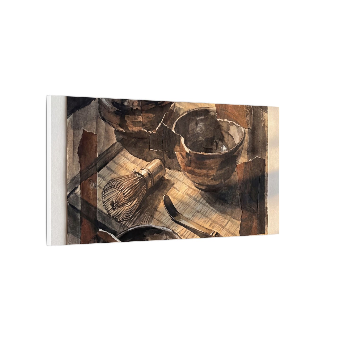 Tea Ceremony Charcoal Ink Canvas Art | Luxurious Dark Japandi Art