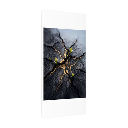 Ma Cracked Earth Canvas Art - Dark Japandi Charcoal Ink