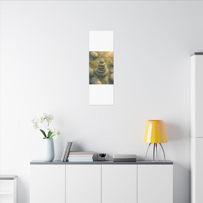River Stones Watercolor Canvas Art | Elegant Japandi Art