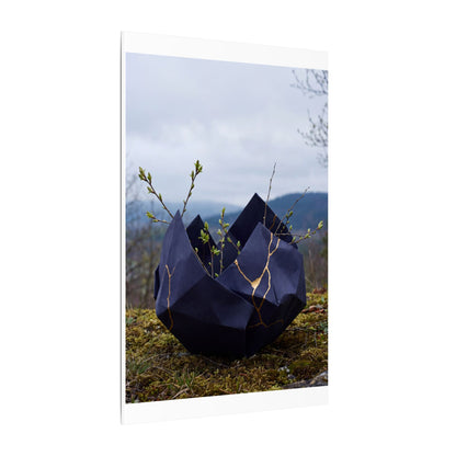Paper Fold Canvas Art | Spring Kintsugi Gold Repair Art