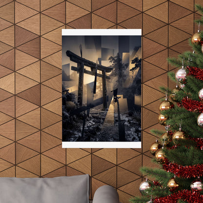 Torii Gate Wall Art Print | Winter Dark Japandi Moody Minimal Art