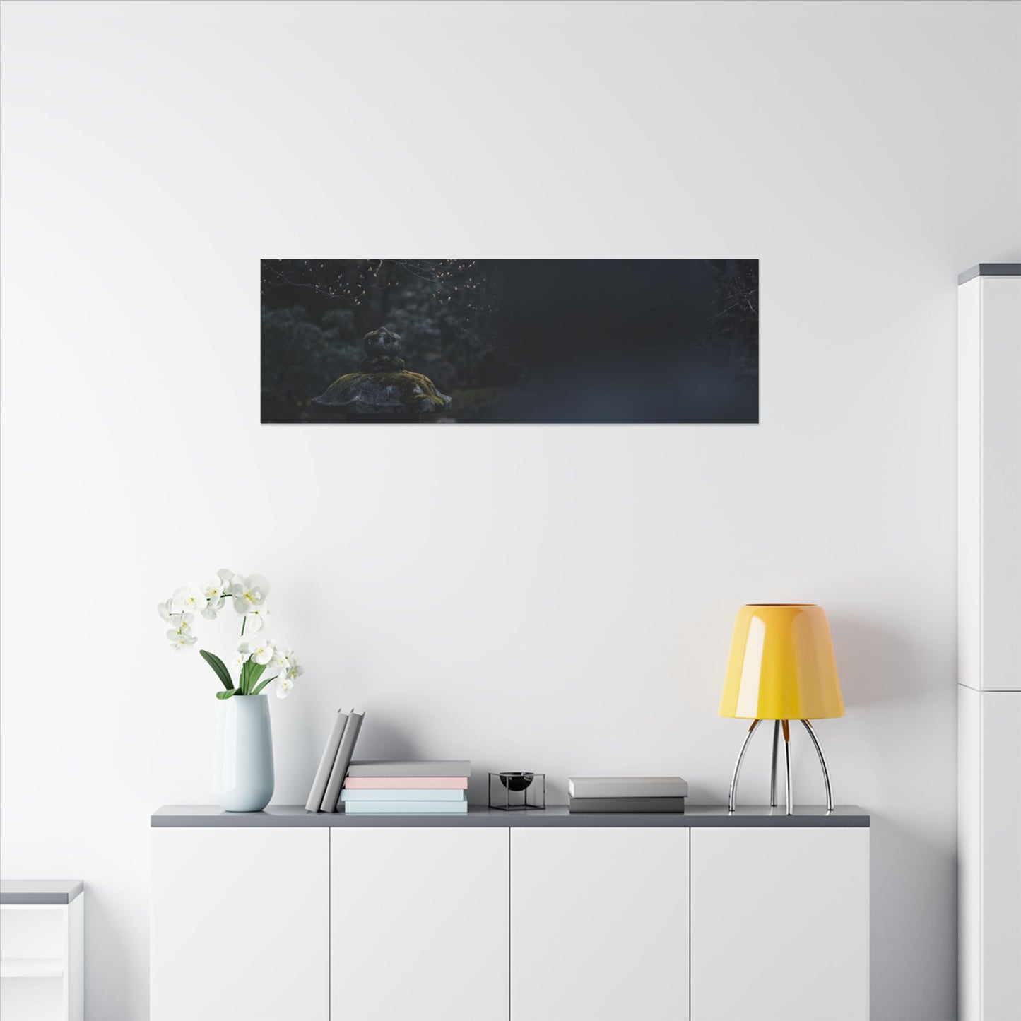 Spring Stone Lantern Moody Minimal Canvas Art | Bold Decor