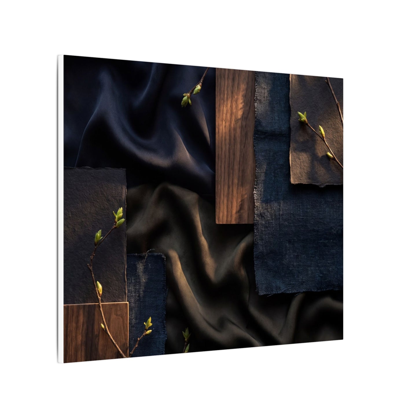 Silk Drape Spring Canvas Art | Dark Japandi Moody Design