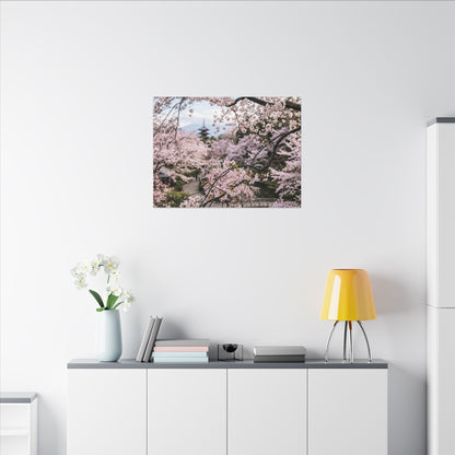 Cherry Blossom Winter Canvas Art | Dark Japandi Luxurious Design