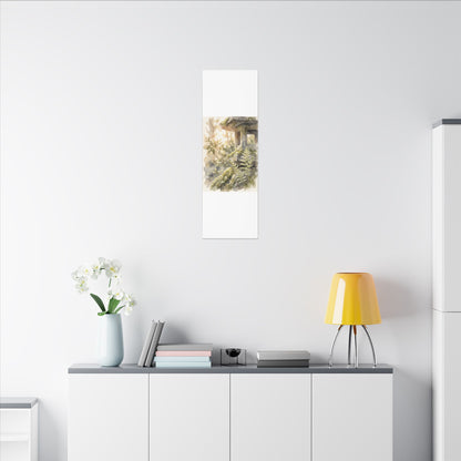 Earthy Stone Lantern Canvas Art - Watercolor Japandi