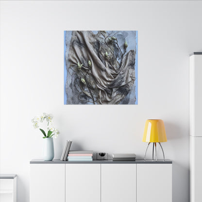 Japandi Silk Drape in Moonlight | Texture Canvas Art