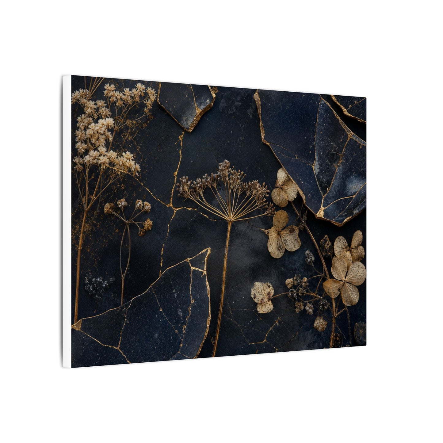 Philosophical Dried Flowers Canvas Art - Broken Beauty Kintsugi