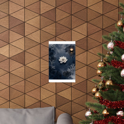 Lotus Flower Wall Art Print | Winter Zen Sumi E Art