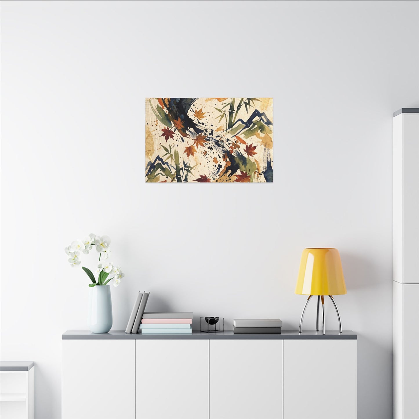 Golden Hour Ink Brushstroke Canvas Art - Zen Shibui