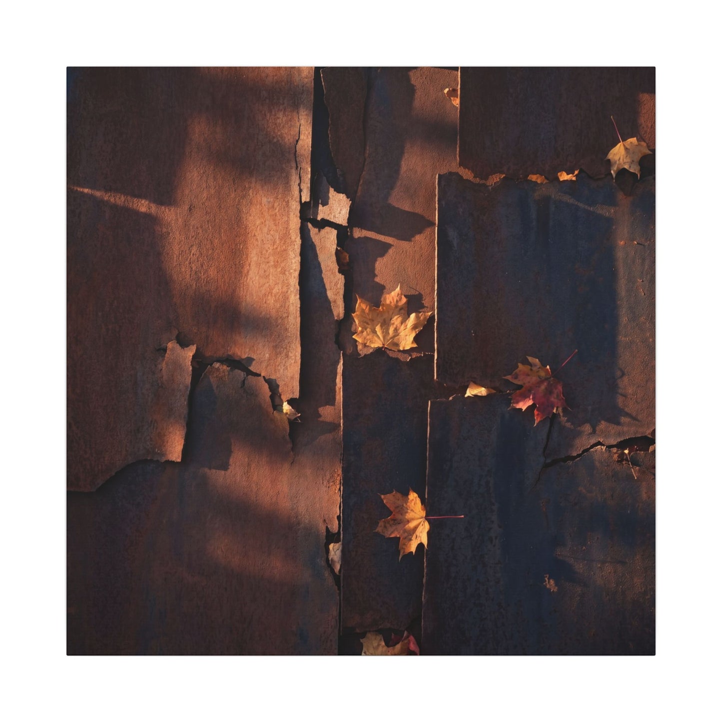 Seijaku Rust Patina Canvas Art - Dark Japandi Shadow Zen