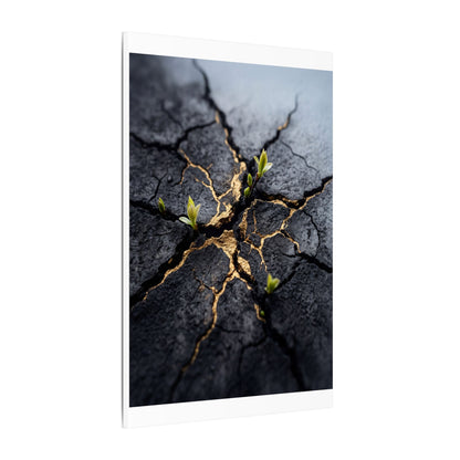 Ma Cracked Earth Canvas Art - Dark Japandi Charcoal Ink