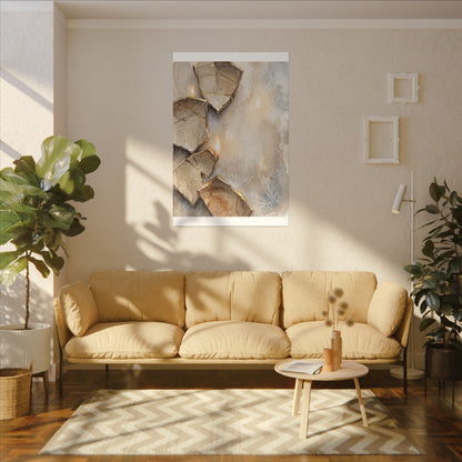 Broken Pottery Winter Canvas Art | Japandi Warm Design