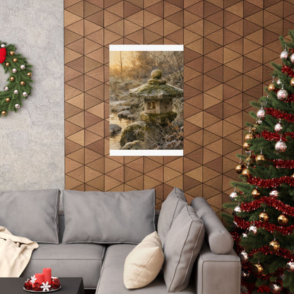 Winter Stone Lantern Watercolor Wall Art Print | Neutral Decor
