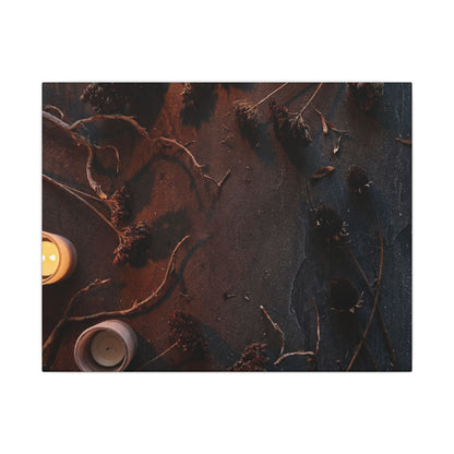 Dried Flowers Canvas Art | Winter Dark Japandi Moody Minimal Art Art Print