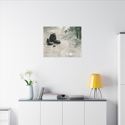 Shibui Rock Garden Canvas Art - Zen Ukiyo E Inspired