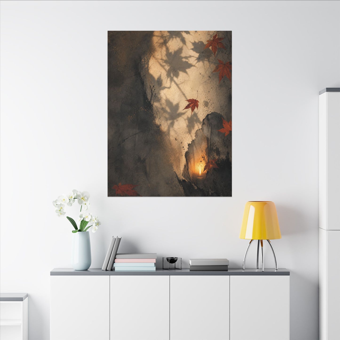 Shadow Play Texture Canvas Art | Neutral Japandi Art