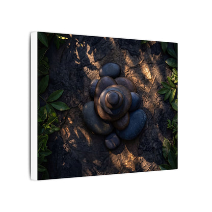 Ma River Stones Canvas Art - Dark Japandi Dark Texture
