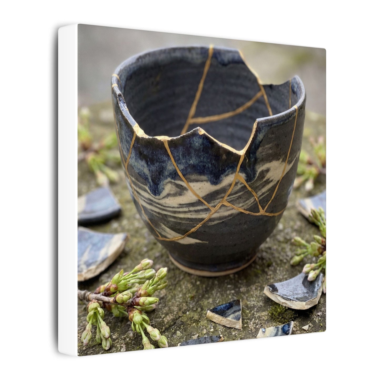 Datsuzoku Ceramic Bowl Canvas Art - Kintsugi Gold Repair