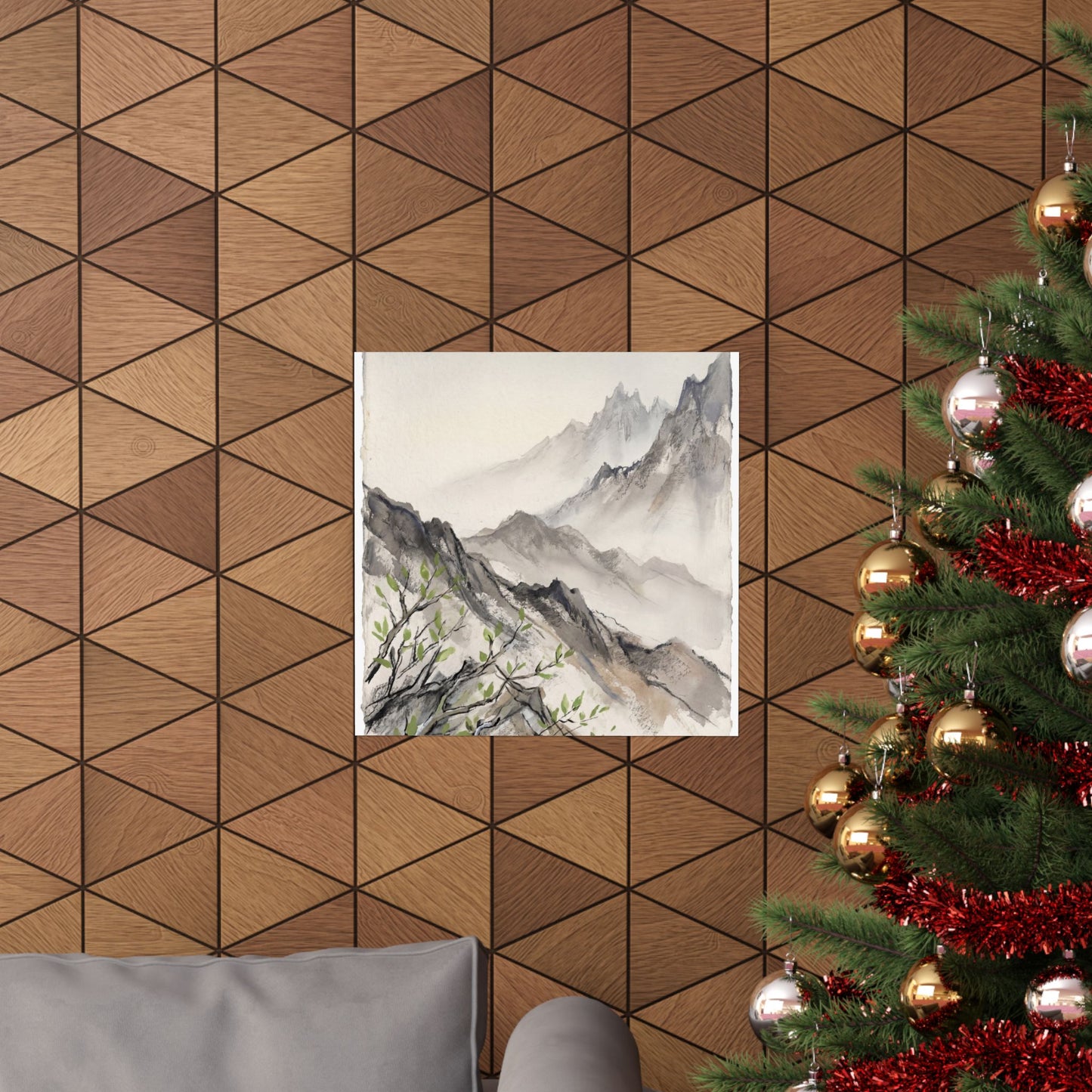 Mountain Mist Spring Wall Art Print | Japandi Elegant Design