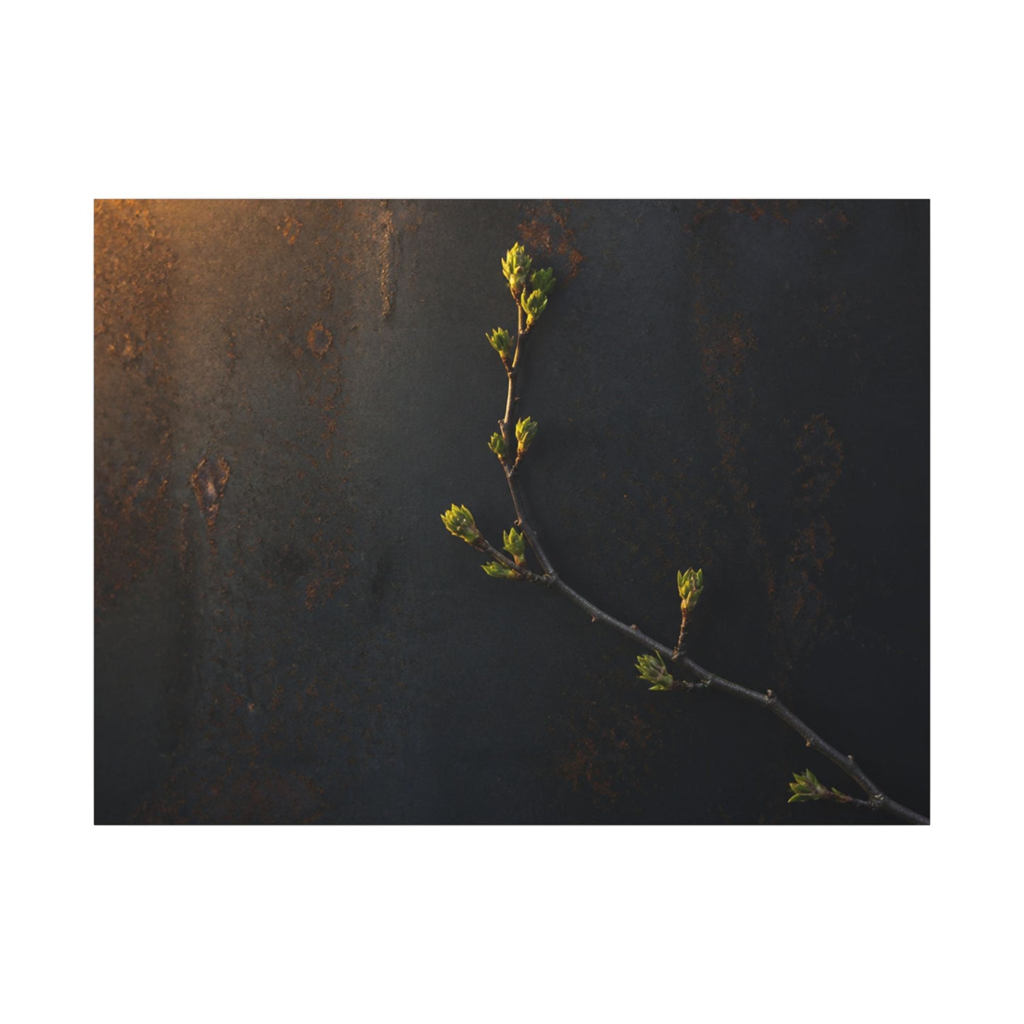 Dark Japandi Rust Patina in Golden Hour | Moody Minimal Canvas Art